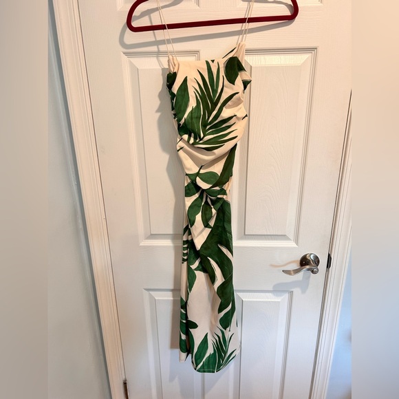 H&M Floral Leaf Summer Dress Bodycon XS NWOT - Picture 3 of 6